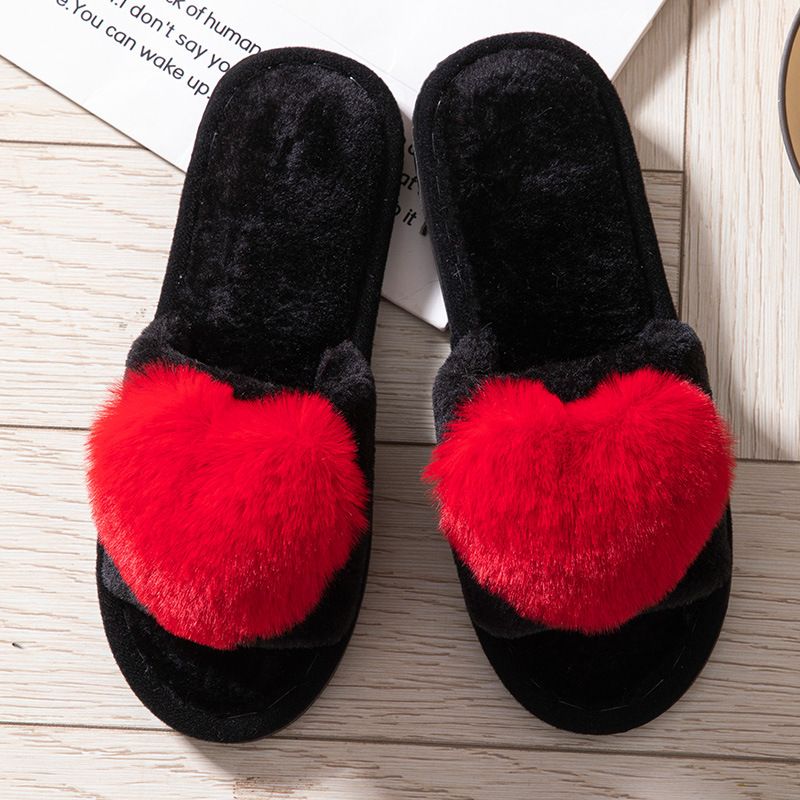 Pantofole in cotone aperte a forma di cuore, calde, autunnali e invernali, adatte a tutte le stagioni_voghion.com