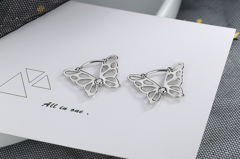 Pendientes de plata de ley VENUS Sier para mujer, aretes con forma de mariposa ahuecados, dije de temperamento, moda elegante_voghion.com
