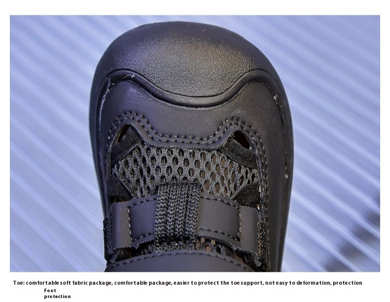 Scarpe da spiaggia con punta a pane in rete cava per bambini e bambine, sandali con suola morbida, primavera/estate 2024_voghion.com