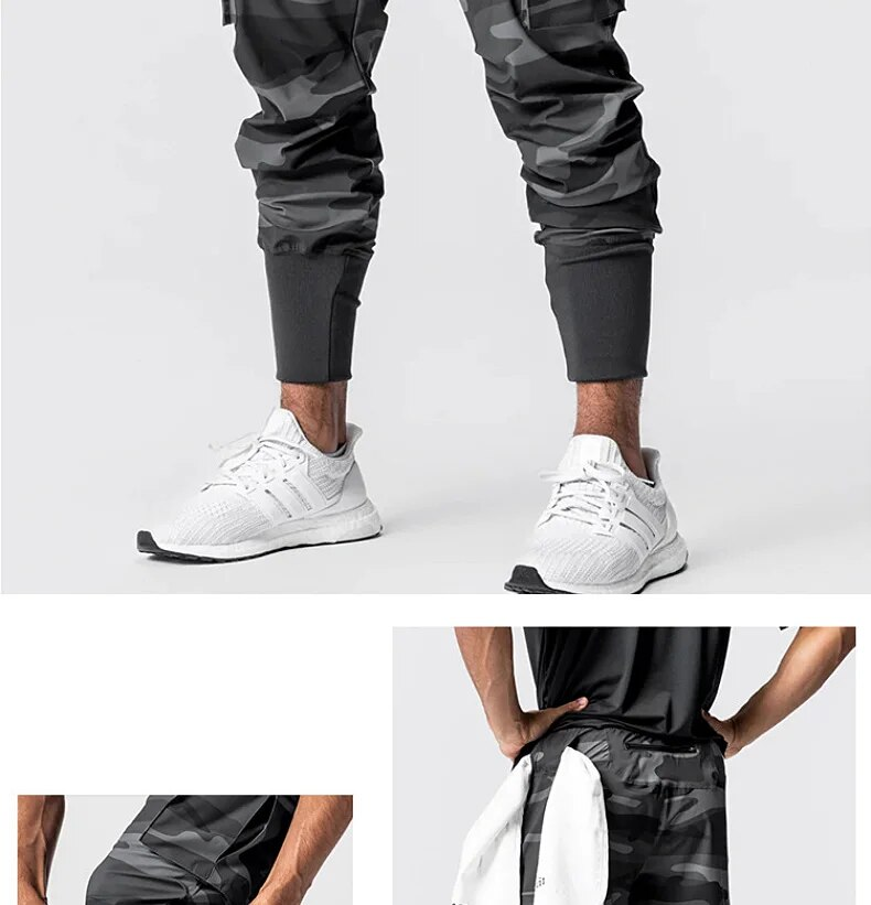 Pantaloni sportivi da palestra ad asciugatura rapida da uomo Pantaloni da corsa Tasche Pantaloni cargo da allenamento Pantaloni da jogging da allenamento Fiess Casual_voghion.com