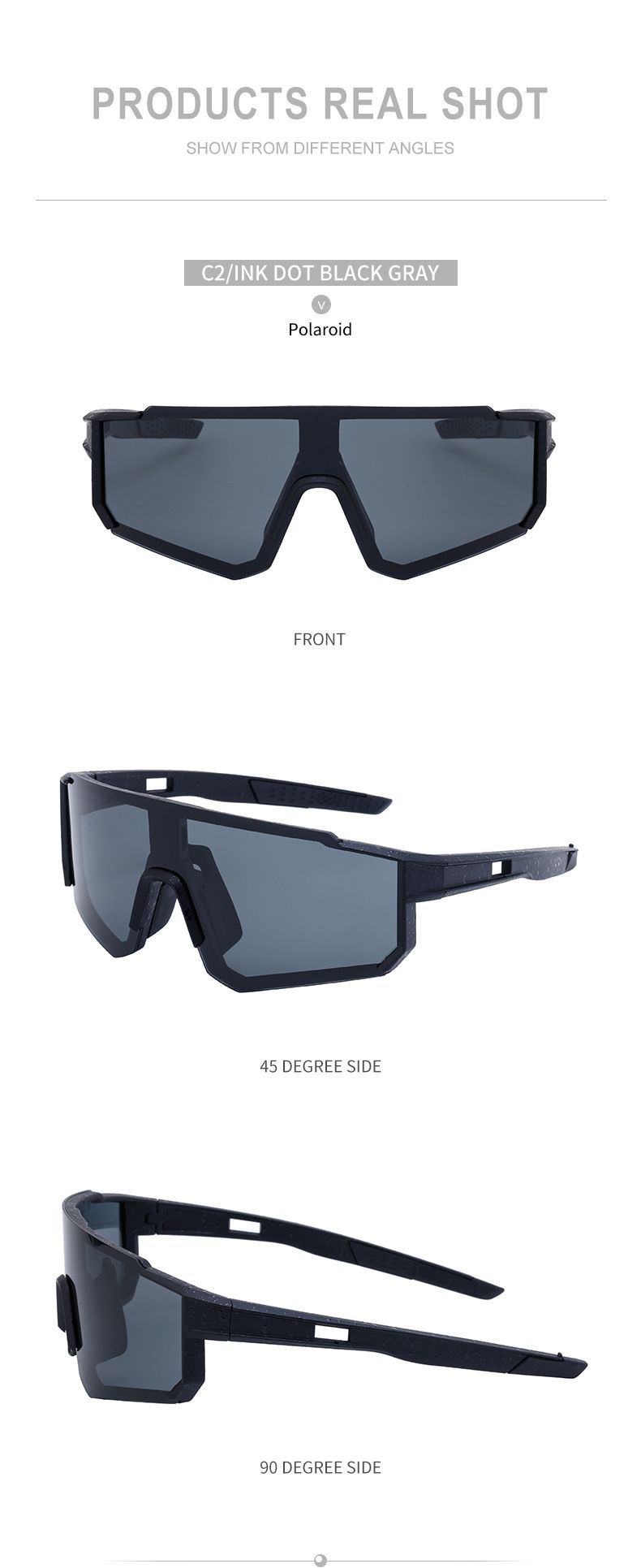Polarisierte Sonnenbrille mit quadratischem Rahmen für Herren, winddichte Sonnenbrille zum Reiten im Freien_voghion.com