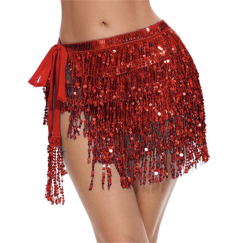 Halloween Belly Dance Four-Layer Tassel Chain Bohemian Hip Skirt New Waist Scarf Sequin Belt_voghion.com