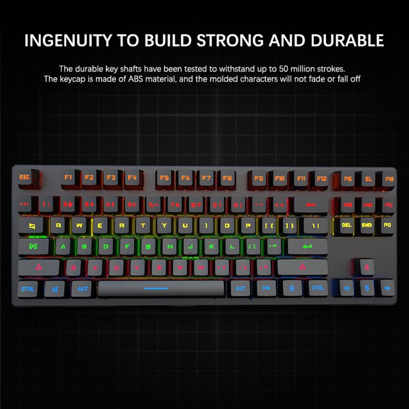 Farfi K550 Tastiera meccanica da gioco USB ergonomica non ritardata cablata con 87 tasti per ufficio_voghion.com
