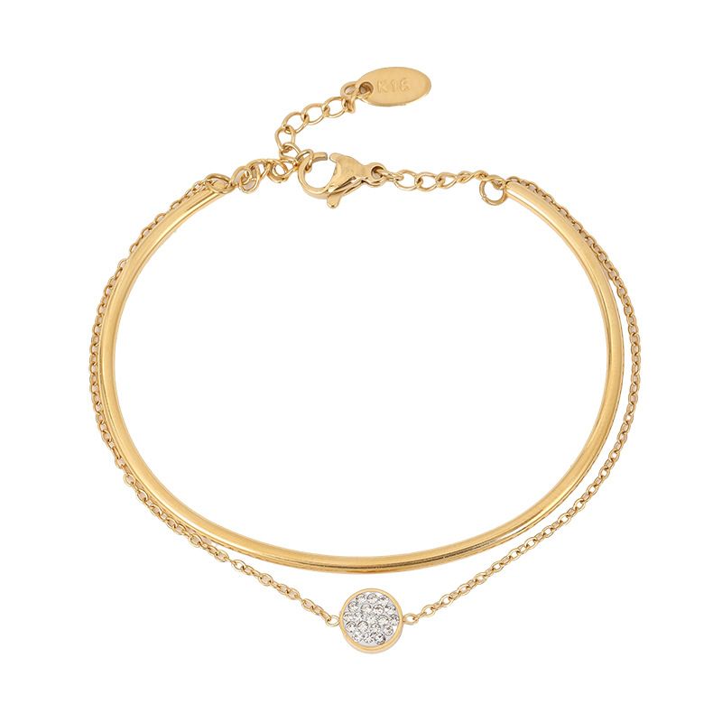 Ronn Diamant Duebelschicht Armband Edelstahl Fraemode Temperament Titanstahl Handschmuck verschwënnt net_voghion.com