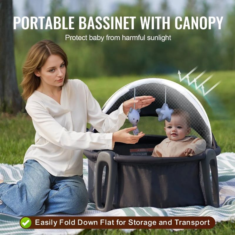 On-The-Go Bassinet Baby And Baby Toys Canopy With Folding Dome Portable_voghion.com