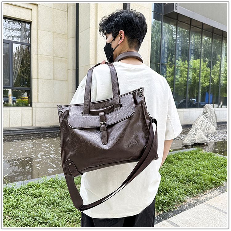 Professional Men's Leather Briefcase – Large Capacity Business Laptop Bag For Work, Commute & Travel – Stylish & Durable PU Material_voghion.com