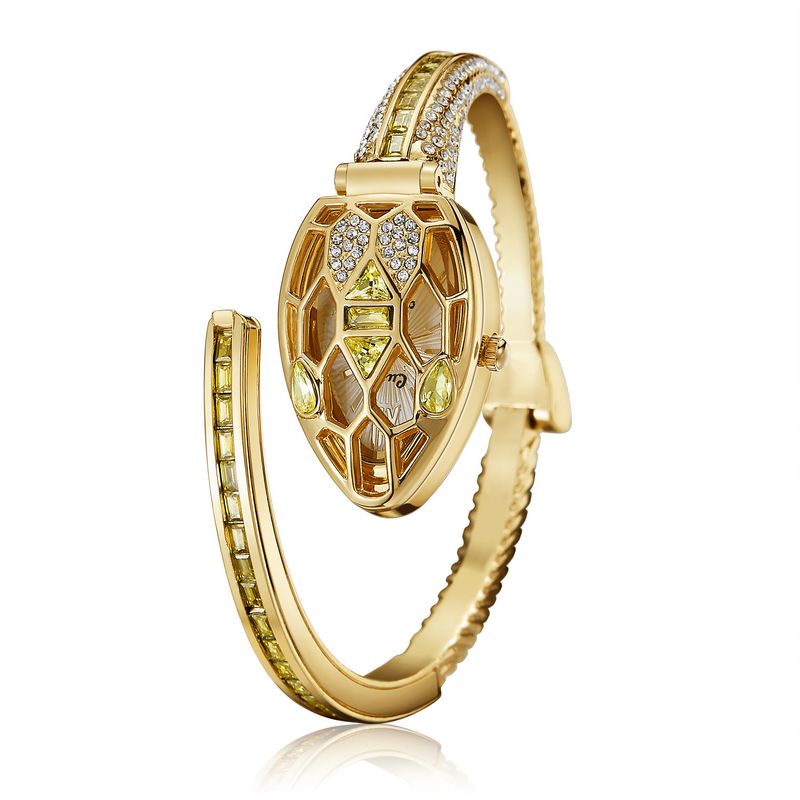 Nieuw met diamanten slang slangvormige armband kwarts open-face horloge_voghion.com