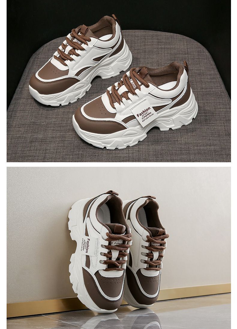 Női vastag talpú apacipő nőknek új bőr kopásálló sportcipők divatos magasságnövelő alkalmi női cipők_voghion.com