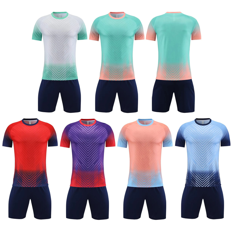 Children's Gradient Soccer Jersey Men's Soccer Jersey Summer Training Short Sleeve Personalized Printed Soccer Jersey_voghion.com