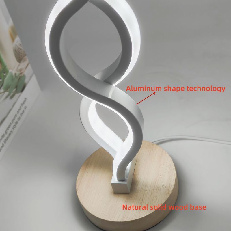 Lampada da scrivania creativa con base in legno massello bianco, dimmerabile a tre colori, materiale in lega di alluminio, batteria USB_voghion.com