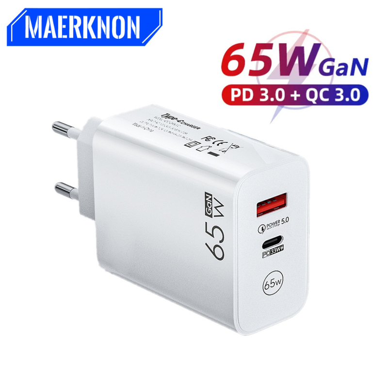 65W GaN USB-laturi pikalataus PD C-tyypin laturin virtasovitin sopii iPhone 14 13 Xiaomi Samsung pho_voghion.com