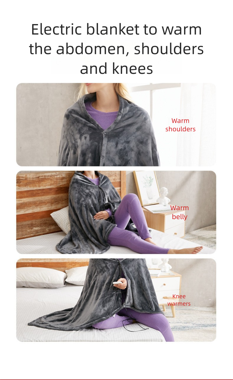 Autumn And Winter Heating Eight-Zone Rechargeable Flannel Constant Temperature Shawl Electric Blanket_voghion.com