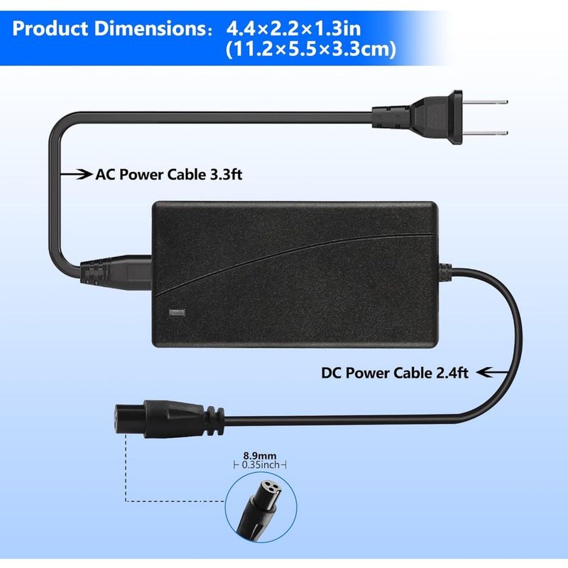 42V 2A Universal Lithium Battery Charger For 36V Hoverboard Self-Balancing Scooter 100-240V AC Power Supply Adapter_voghion.com