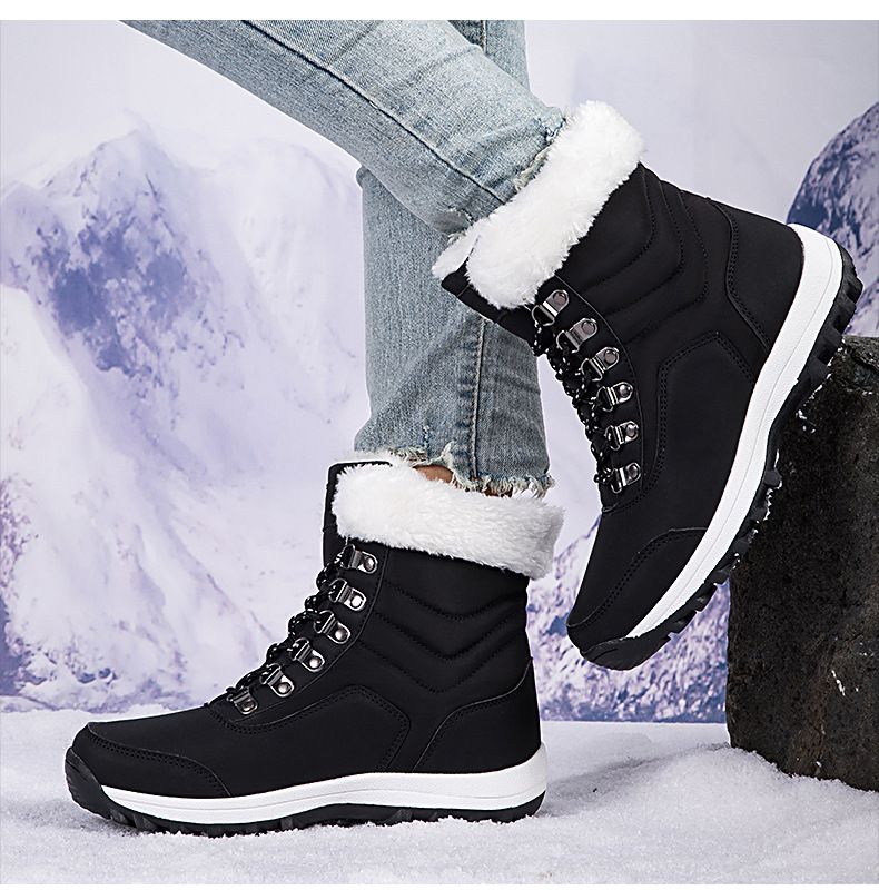 Women's Winter Snow Boots With Thick Fleece Lining, Water-Resistant Synthetic Leather Upper, Non-Slip Rubber Sole For Outdoor Activities_voghion.com