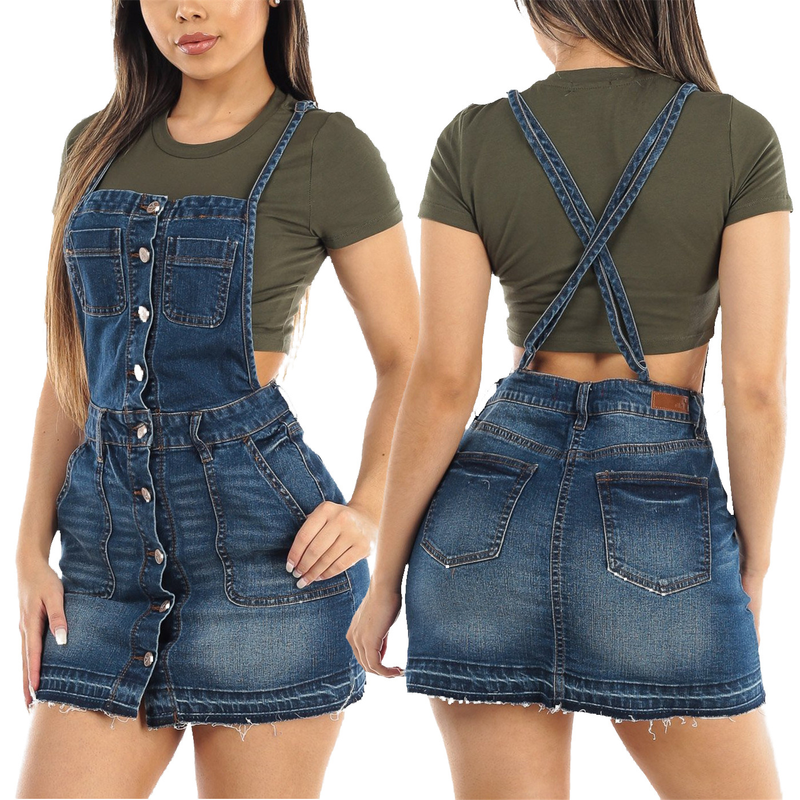 Einfarbiges, lässiges, schmales Jeanskleid für Damen_voghion.com