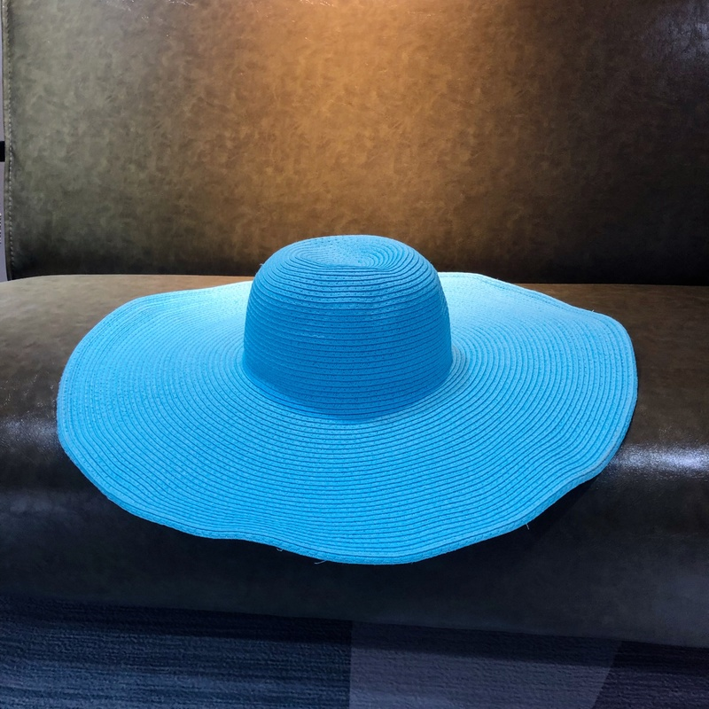 Cappello da spiaggia pieghevole oversize da donna, con tesa larga da 15 cm, estivo, da viaggio, in paglia, per donna, per vacanze all'aperto, arrotolabile, UPF50+_voghion.com