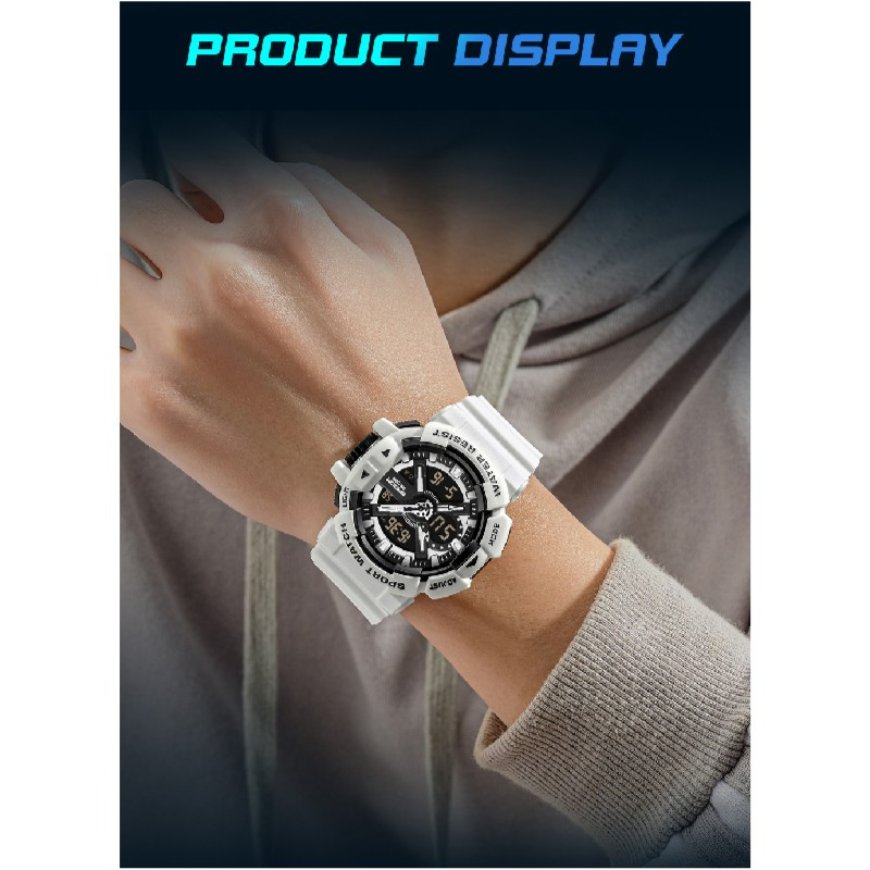 SANDA New Men's Watch Dual Screen Sport 50M Waterproof Digital Watch Quartz Watch Clock Relogio Masculino_voghion.com