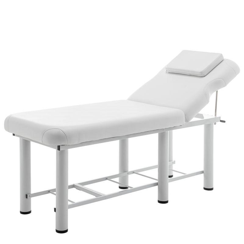 Professioanl Massage Table , Backrest Adjustable, Removable Headrest, Bottom Shelf Storage , Memory Foam Layer Salon Bed,White_voghion.com