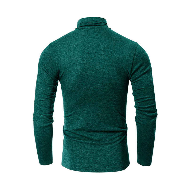 Herren-T-Shirt mit hohem Halsausschnitt und schmaler Passform, langärmliges Thermo-Basishemd aus weichem, gebürstetem Polyester, einfarbig, lässiges Oberteil für alle Jahreszeiten_voghion.com