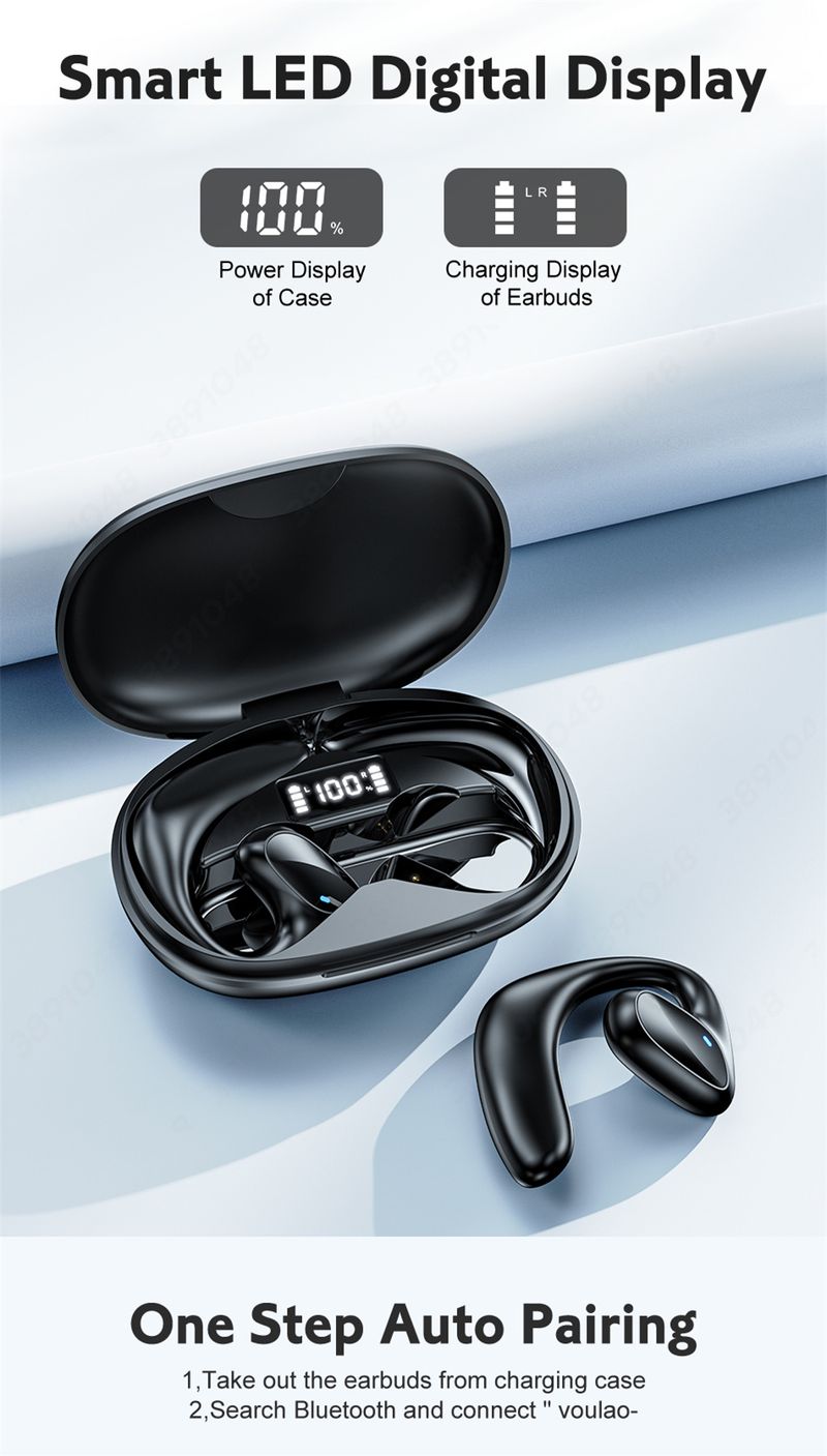 Bluetooth headset with microphone wireless headset Sports waterproof headset Noise reduction headset hook Hi-fi headset_voghion.com