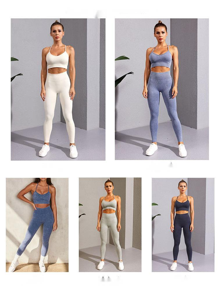 (Zweiteilig)OQQ-Overall mit breiten Schultergurten, abnehmbarem Brustpolster, enger Hose mit Faden, Fitnessanzug für Damen_voghion.com