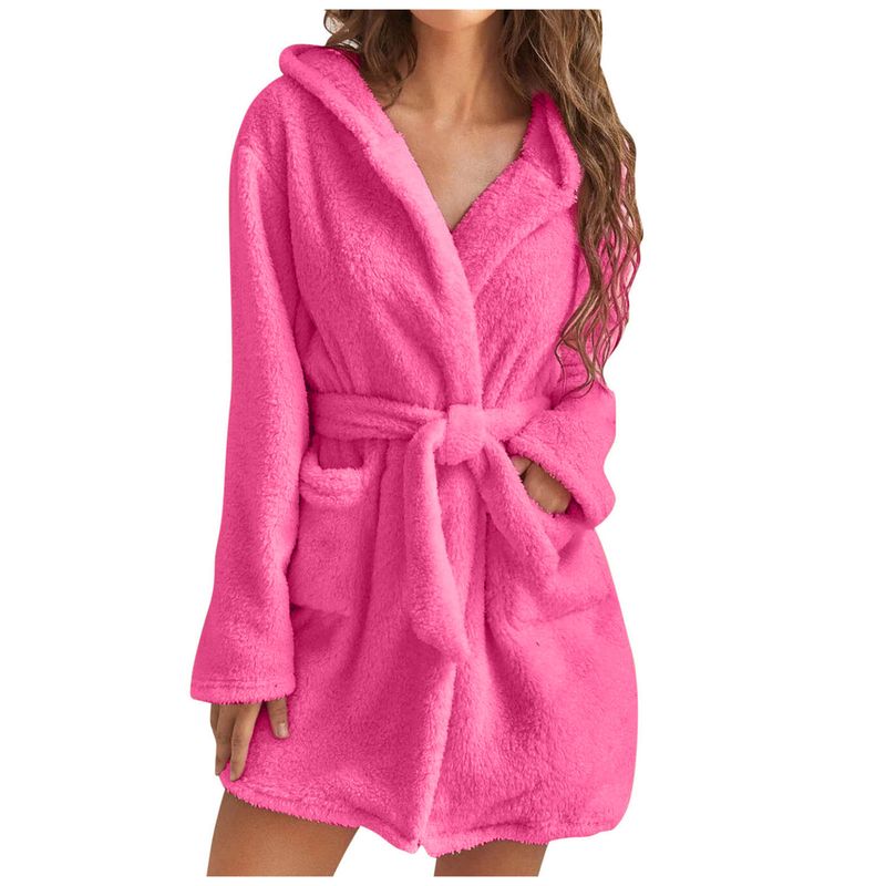 Men's autumn and winter warm bathrobe hooded home clothes plush pajamas robe_voghion.com