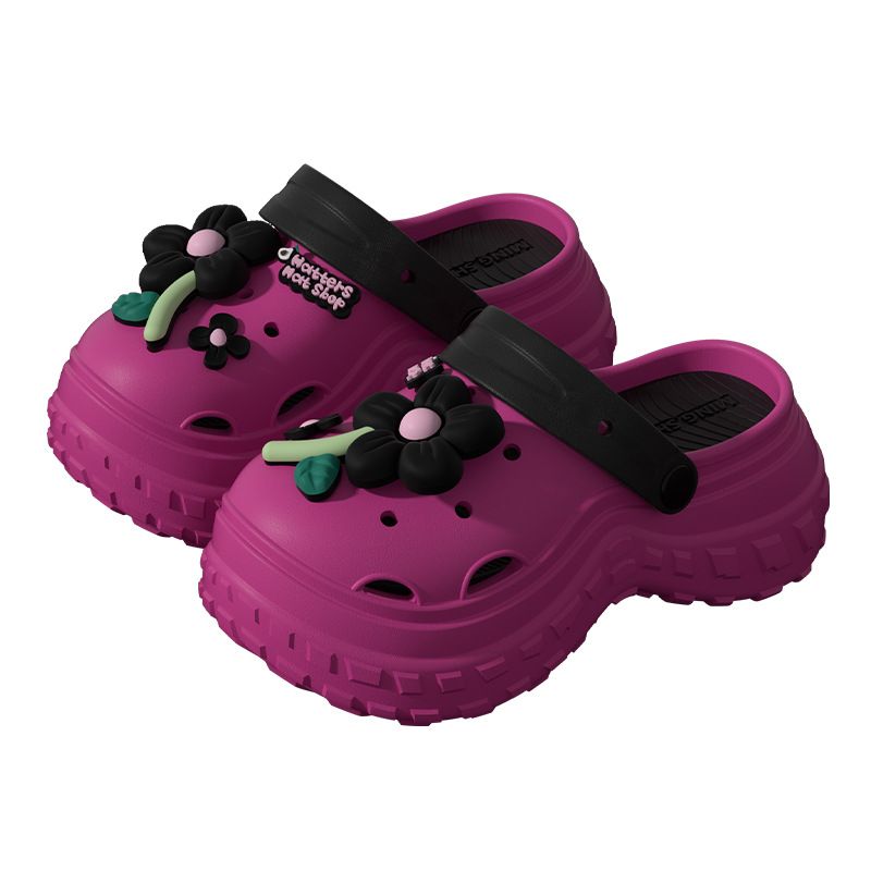Dopamin-Blumenlochschuhe für Frauen, getragen mit dicken Sohlen, um das Gefühl des Tretens auf Kot zu erhöhen und zu verhindern_voghion.com