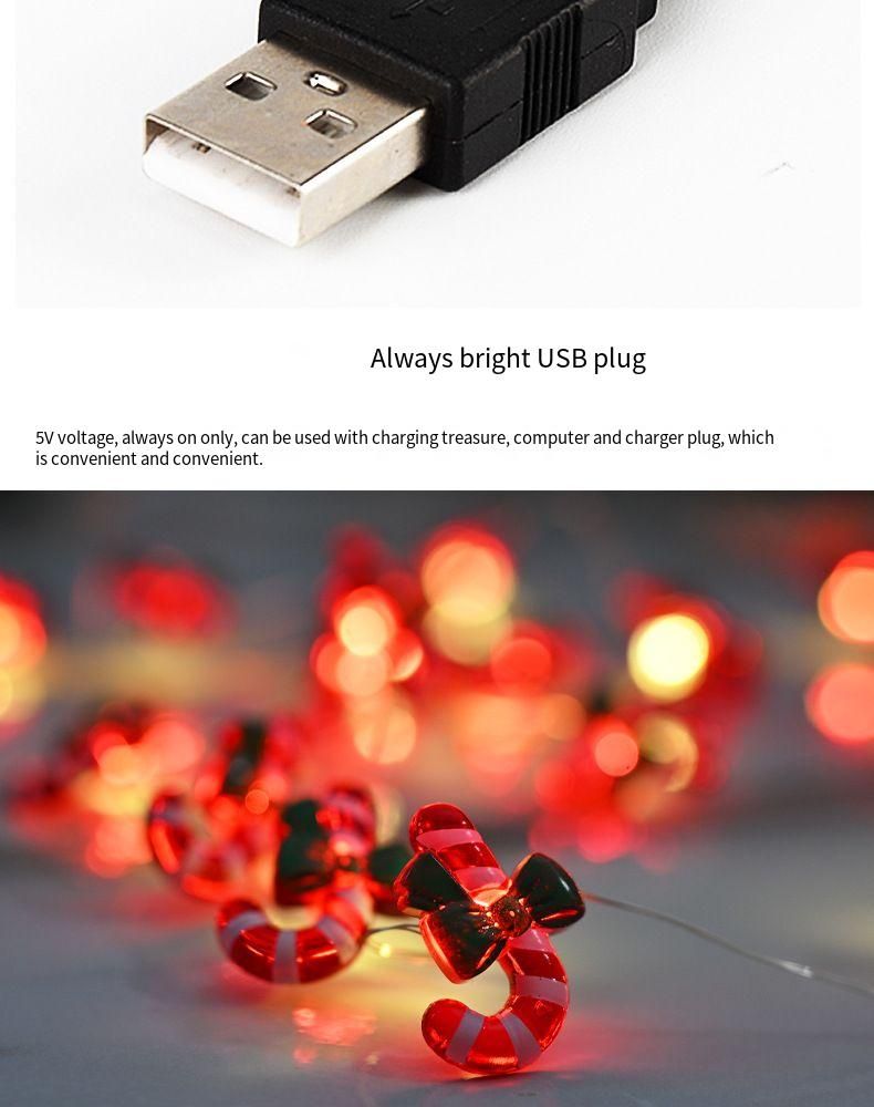 Decorazione natalizia a LED con luci colorate e atmosfera a forma di canna rossa_voghion.com