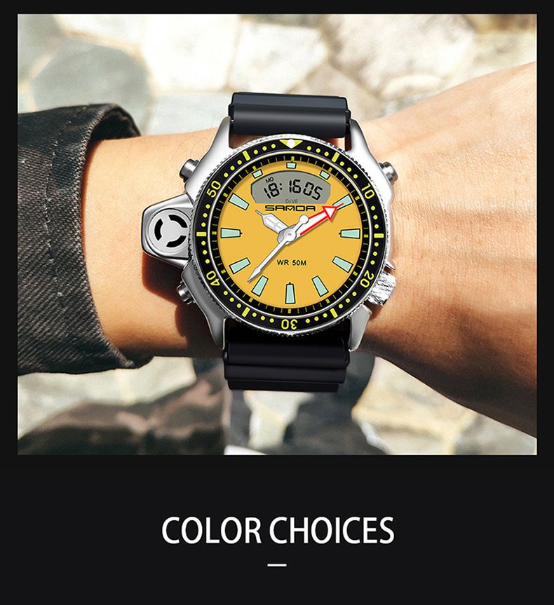 Sportliche Unisex-Digitaluhr mit großem Zifferblatt, wasserdicht, multifunktional, mit Nachtlicht, Stoppuhr, Alarm, Datumsanzeige und strapazierfähigem Silikonarmband_voghion.com