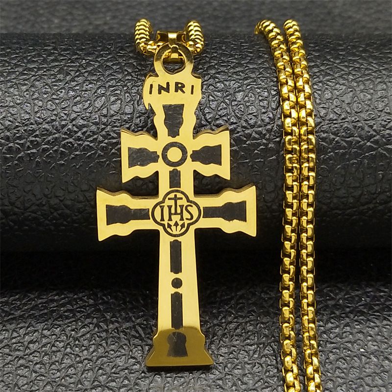 Nuova collana con ciondolo a forma di croce in acciaio inossidabile con taglio a vento_voghion.com