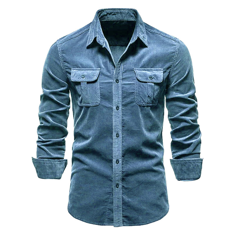 001 In Stock New Spring Cross-Border Men's Multi-Pocket Workwear Long Sleeve Casual Sports Shirt_voghion.com
