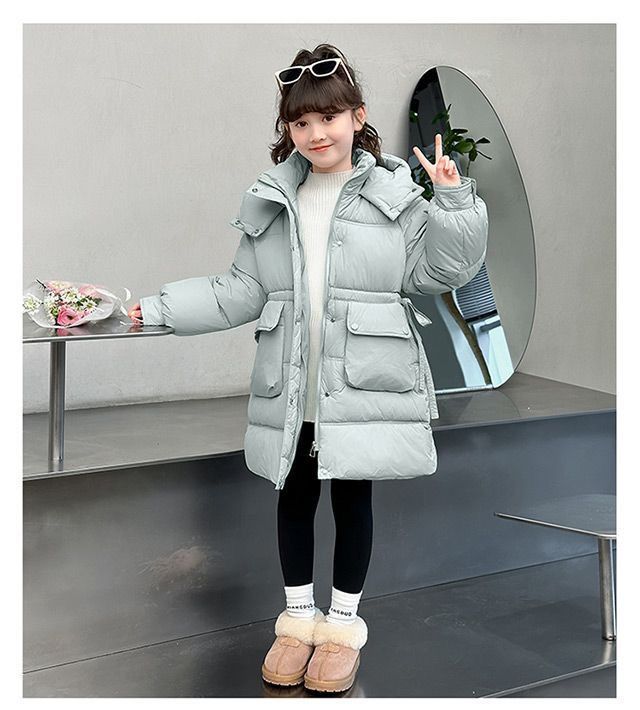 2025 Mädchen Mittellange Daunen-Baumwolljacke Außerhalb der Saison Ausverkauf Winter-Baumwollwattierte Jacke_voghion.com