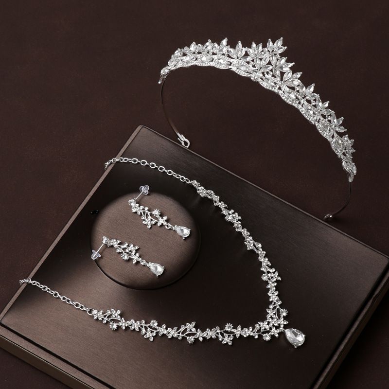 Corona nuziale nuovo stile fascia per capelli corona nuziale principale stile coreano atmosfera di fascia alta collana tre pezzi copricapo sposa femminile_voghion.com