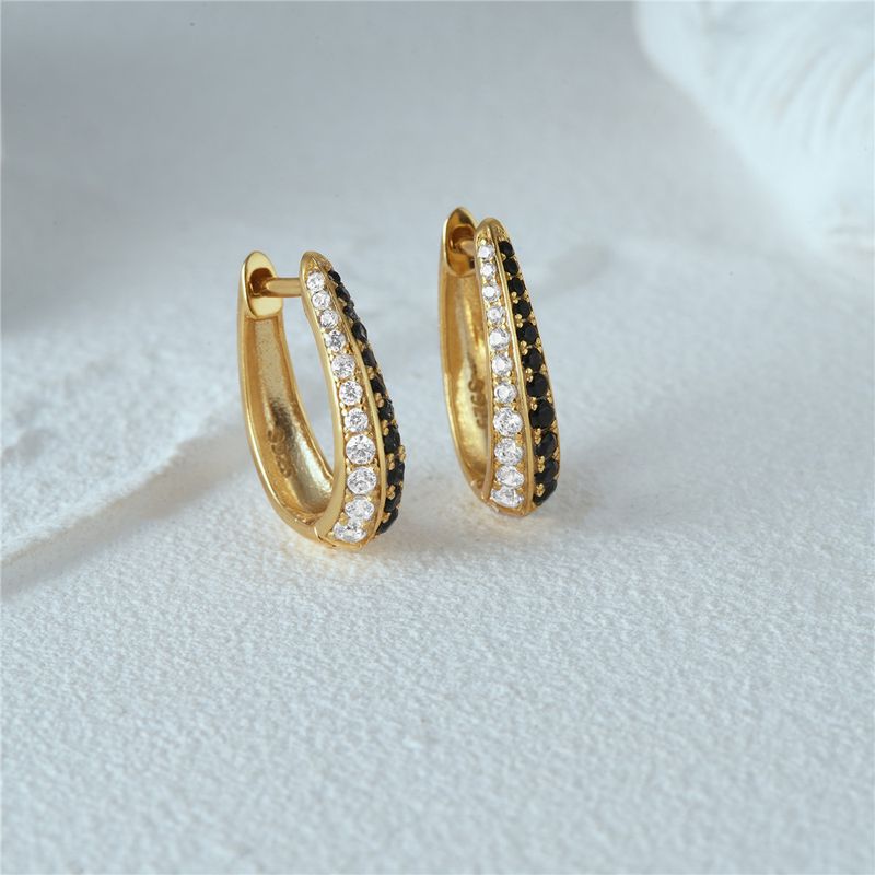 Women's Jewelry Simple S925 Sterling Silver Classic Light Luxury Personality Double Row Diamond Earrings Huggie Earring_voghion.com