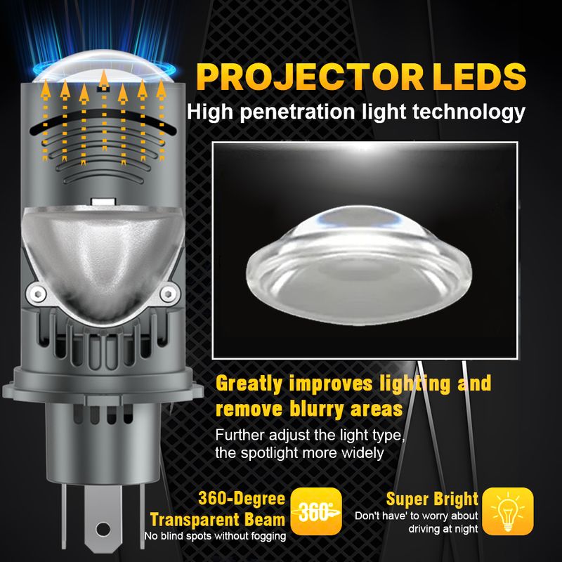 Bi-projector LED auto koplamp CANBUS lamp H4 hoge licht lage mistlamp lamp 12V auto motorfiets mini lens_voghion.com
