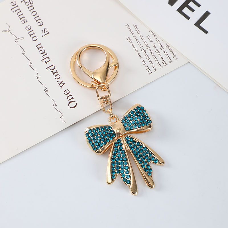 Diamond Bow Metal Car Keychain Simple Personality Style Key Ring Bag Pendant Accessories_voghion.com