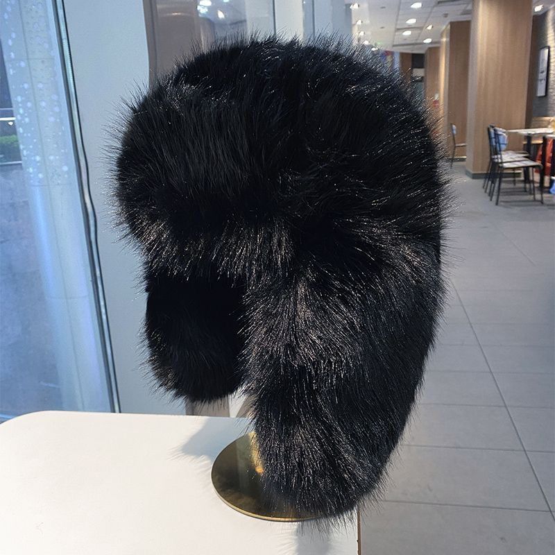 Cappello da sci premium da donna, in pelliccia sintetica, di alta qualità, ispessito, soffice e ingrandito, con orecchie calde, invernale, nord-est_voghion.com