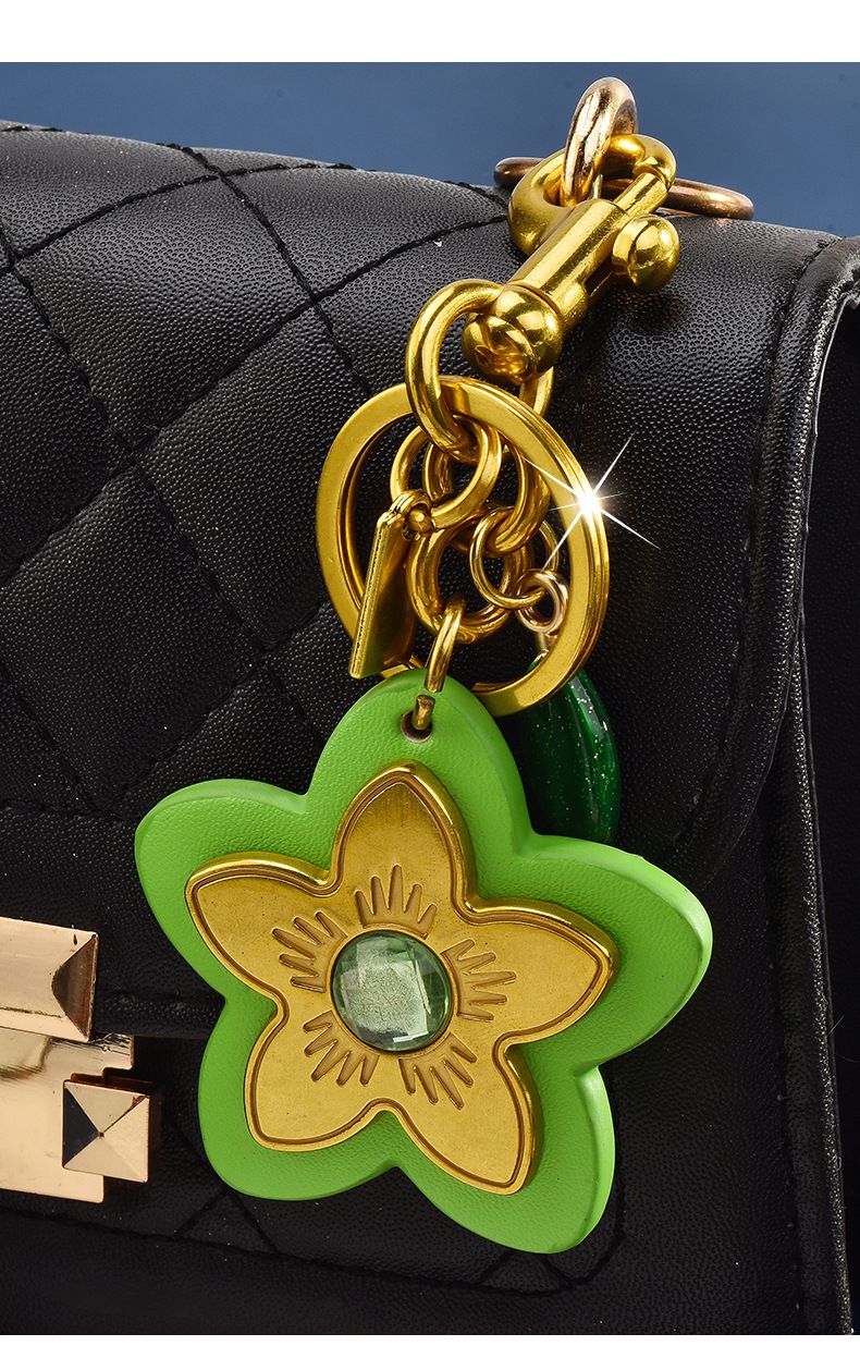 Portachiavi con piccolo fiore alla moda da donna, con ciondolo personalizzato in PU colorato per borsa per bambini_voghion.com