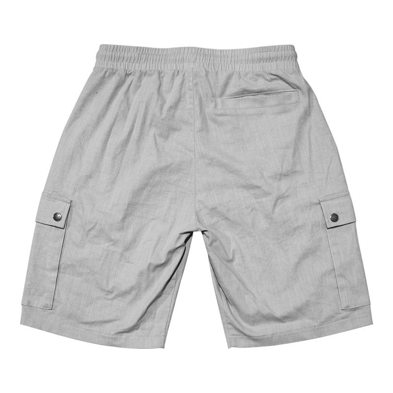 Pantalones cortos casuales de playa de lino con nudo de bambú para hombre de American Amikaji Outdoor Tactical Workwear de verano_voghion.com