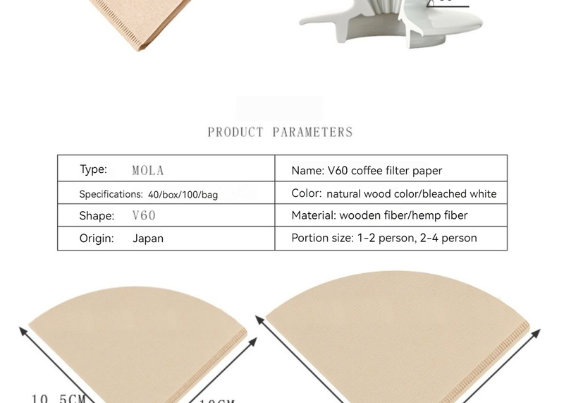 Japan hand brewed coffee drip filter paper V60 thickened hemp fiber 100 sheets_voghion.com