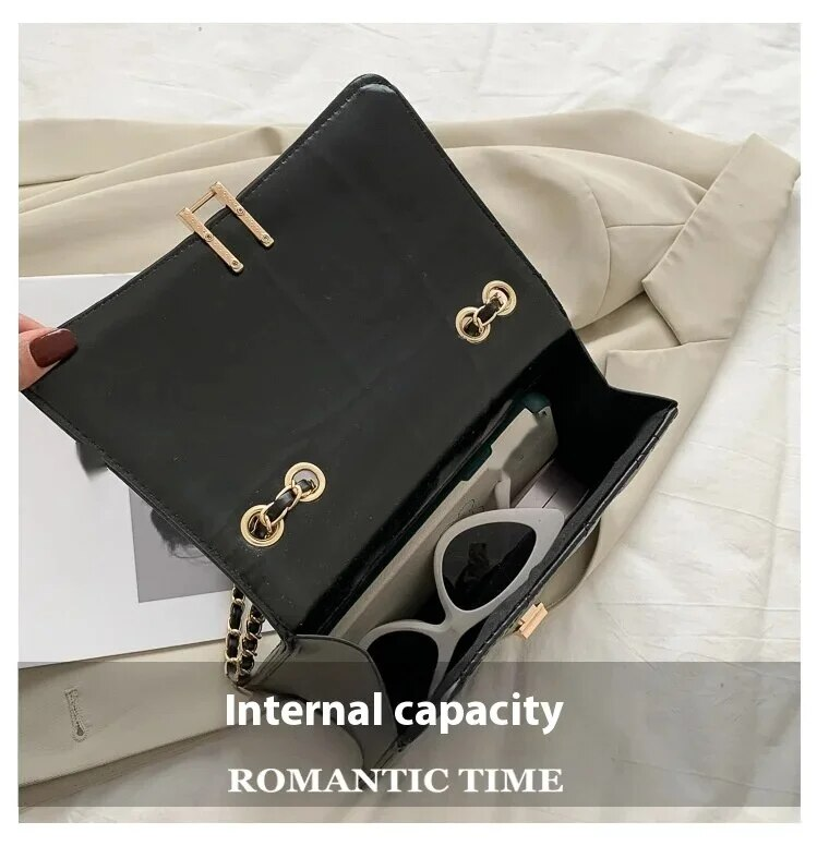 2024 Nuova tendenza Moda Casual Versatile Catena Lingge Borsa a tracolla Piccola borsa quadrata per donna_voghion.com