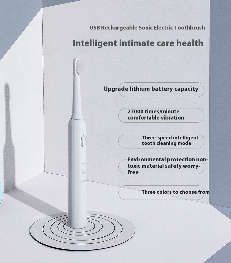 Adult Men's And Women's Soft Fur 7-level Waterproof Intelligent Three-speed Charging Sound Wave Electric Toothbrush_voghion.com
