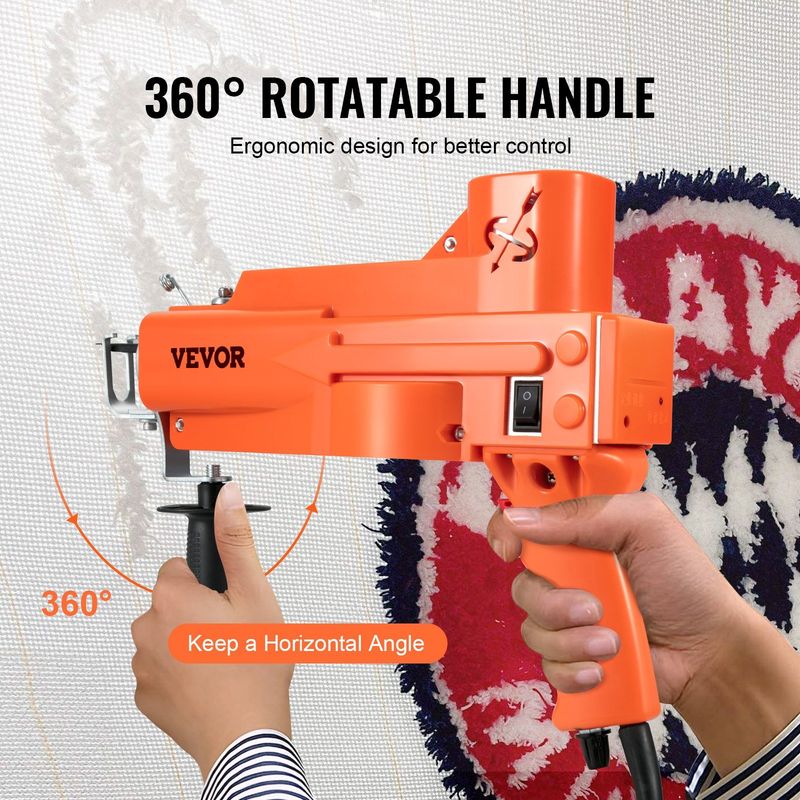 VEVOR Electric Carpet Tufting Machine Weaving Flocking Kit Cut Pile & Loop Pile_voghion.com