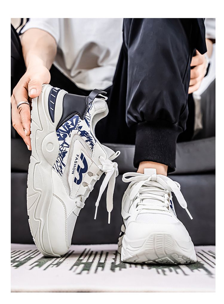 Sommer Neue Atmungsaktive Mesh Sneakers Herren Trendy Vielseitige Weiße Dicke Sohle Casual Dad Schuhe Männer_voghion.com
