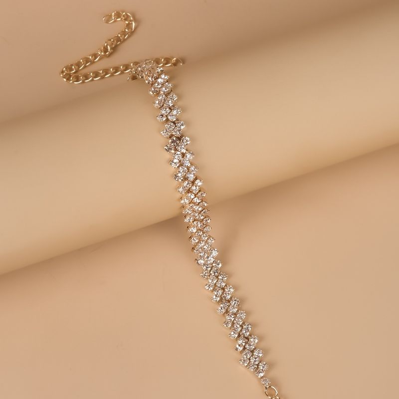 Cavigliera alla moda con strass per donna, placcata in oro e argento, versatile gioiello stagionale_voghion.com