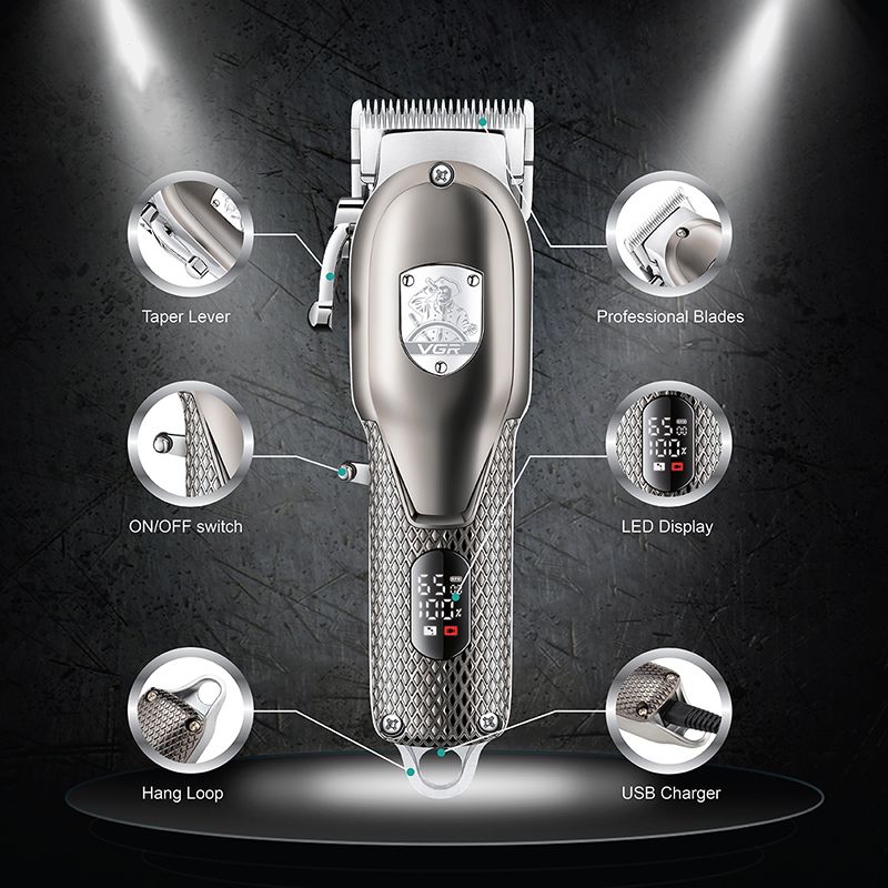 T Professional Hair Trimmer Display LED με ρυθμιζόμενη φόρτιση IPX7 για άνδρες Beard Steel ηλεκτρική μηχανή κοπής προσώπου Κουρέας_voghion.com