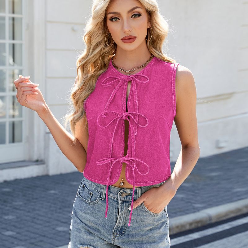 Lace-up Vest For Women; Versatile Top_voghion.com
