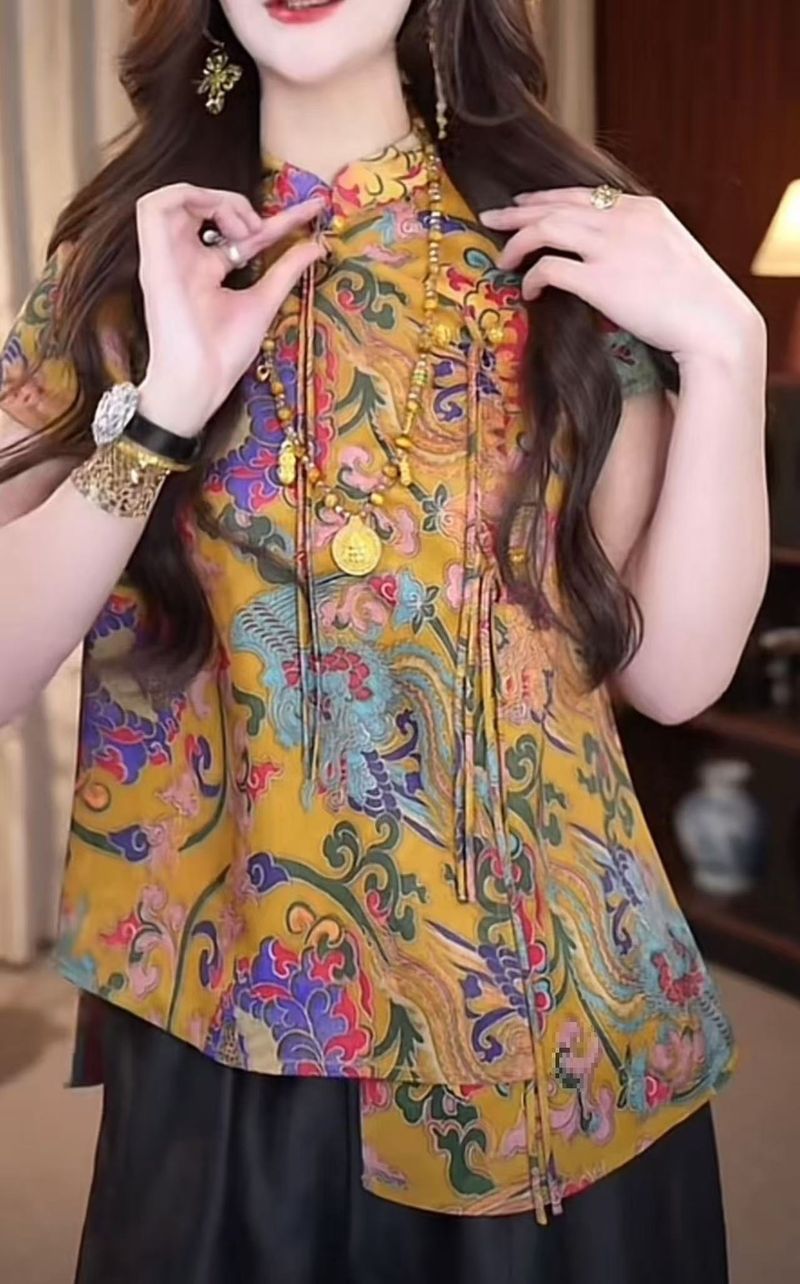 Schickes GraceChic GraceChic GraceChic Jacquard-Hemd im chinesischen Stil für Damen Sommer 2025 Neues europäisches Bestseller-Hemd in Übergröße mit figurformendem Effekt_voghion.com