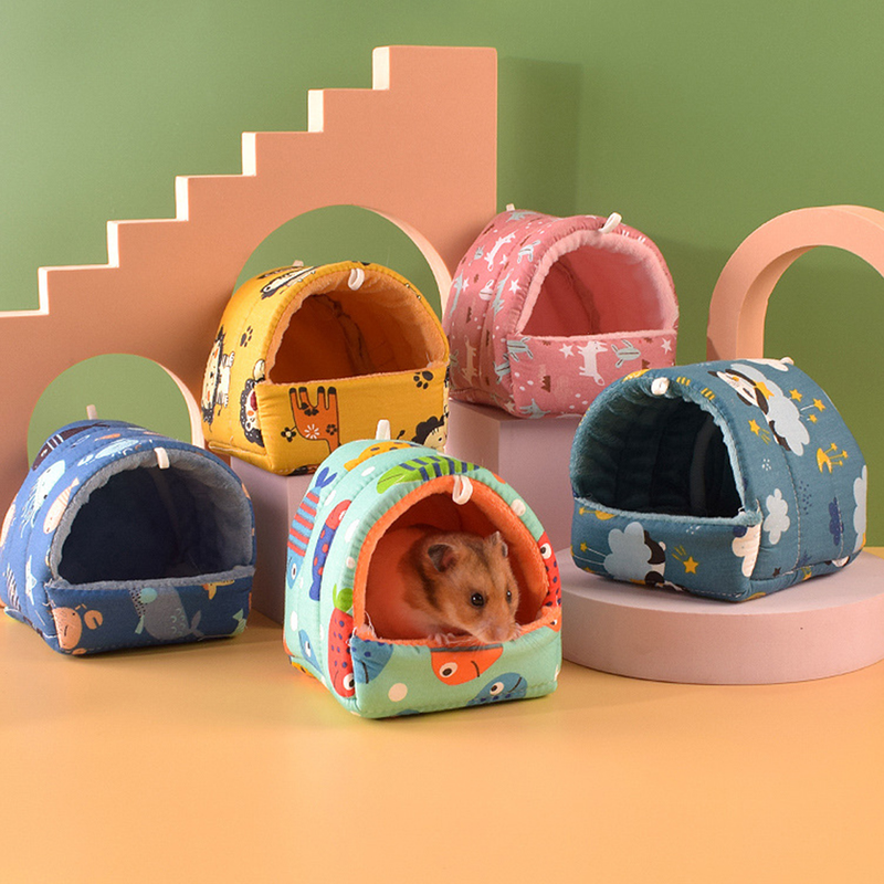 Guinea Pig Nest Cartoon Pattern Pet Hideout Warm Small Animal Hamster Squirrel Bed House Cage Accessories_voghion.com