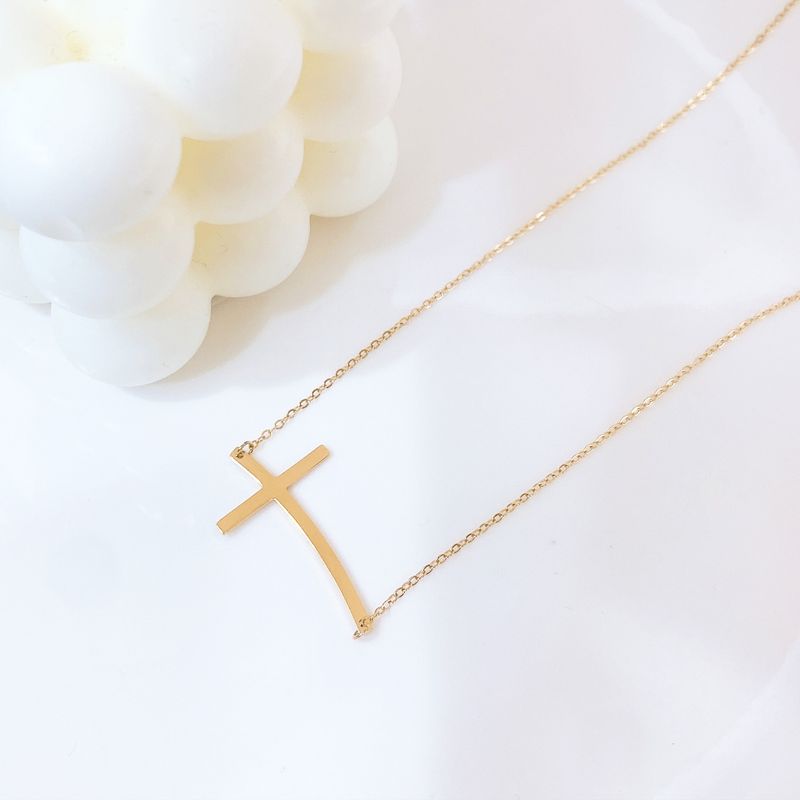 Niche Cross Necklace New Stainless Steel Pendant Fashionable Personality Collarbone Chain Jewelry_voghion.com